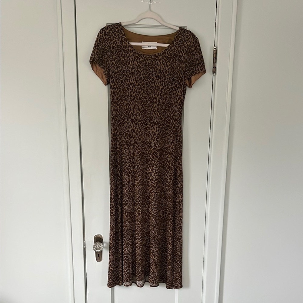 vintage slinky Leopard Print Maxi Dress